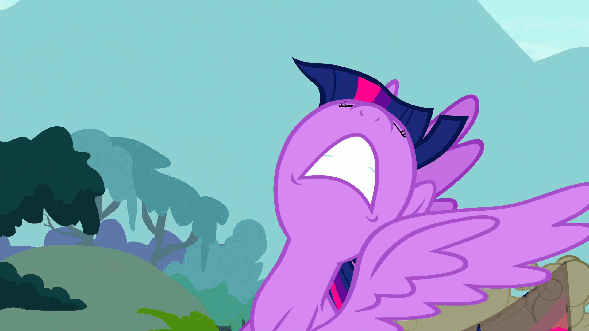 Size: 1920x1080 | Tagged: safe, screencap, character:lord tirek, character:twilight sparkle, character:twilight sparkle (alicorn), species:alicorn, species:pony, episode:twilight's kingdom, g4, my little pony: friendship is magic, animated, female, mare, oh crap, oops, scared