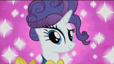 Size: 400x226 | Tagged: safe, screencap, character:chocolate sun, character:ponet, character:primrose (g4), character:rarity, character:swan song, species:pony, species:unicorn, episode:sweet and elite, g4, my little pony: friendship is magic, animated, becoming popular, female, male, mare, stallion