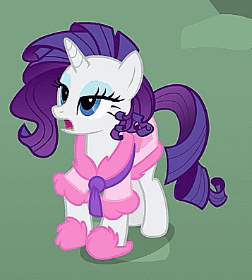 Size: 357x396 | Tagged: safe, screencap, character:rarity, episode:suited for success, g4, my little pony: friendship is magic, animated, clothing, frown, glare, grumpy, horses doing horse things, open mouth, slippers, solo, stomping, talking