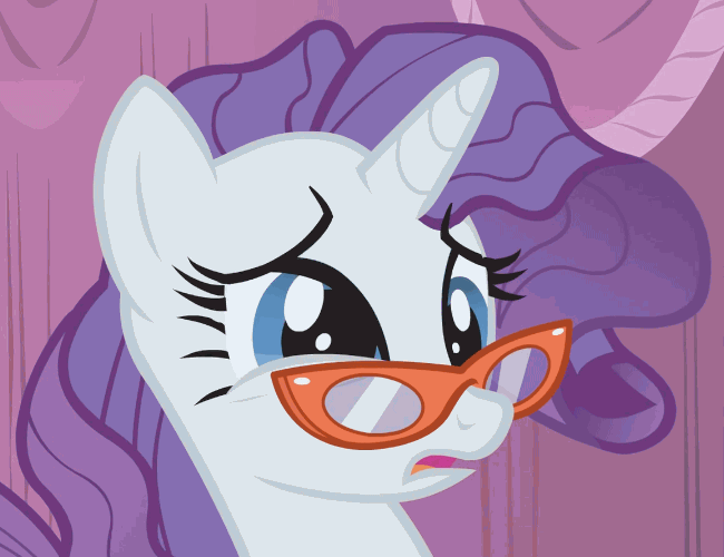 Size: 650x500 | Tagged: safe, screencap, character:rarity, episode:suited for success, g4, my little pony: friendship is magic, animated, cropped, expression, eye twitch, face, glasses, messy mane, solo, twitching