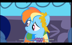 Size: 1024x640 | Tagged: safe, screencap, character:rainbow dash, episode:the best night ever, g4, my little pony: friendship is magic, youtube caption