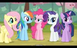 Size: 640x400 | Tagged: safe, screencap, character:fluttershy, character:pinkie pie, character:rainbow dash, character:rarity, character:twilight sparkle, episode:the last roundup, g4, my little pony: friendship is magic, out of context, romance, youtube caption
