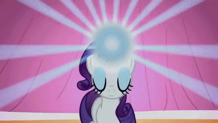 Size: 430x242 | Tagged: safe, screencap, character:rarity, episode:suited for success, g4, my little pony: friendship is magic, animated, eyes closed, gif, light show, magic, solo