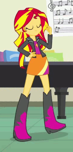 Size: 247x511 | Tagged: safe, screencap, character:sunset shimmer, equestria girls:rainbow rocks, g4, my little pony:equestria girls, animated, cute, eyes closed, finger snap, foot tapping, headbob, shimmerbetes, smiling, snap, solo, tapping