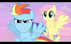 Size: 768x480 | Tagged: safe, screencap, character:fluttershy, character:rainbow dash, episode:the super speedy cider squeezy 6000, g4, my little pony: friendship is magic, youtube caption