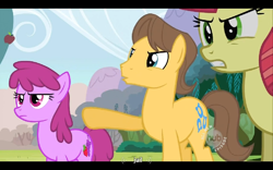 Size: 768x480 | Tagged: safe, screencap, character:berry punch, character:berryshine, character:caramel, episode:the super speedy cider squeezy 6000, g4, my little pony: friendship is magic, candy twirl, youtube caption