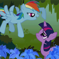 Size: 200x200 | Tagged: safe, screencap, character:rainbow dash, character:twilight sparkle, episode:bridle gossip, g4, my little pony: friendship is magic, animated, cropped, duo, poison joke, poking