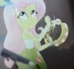 Size: 594x558 | Tagged: safe, screencap, character:fluttershy, equestria girls:rainbow rocks, g4, my little pony:equestria girls, eyeroll, get, index get, microphone, musical instrument, tambourine