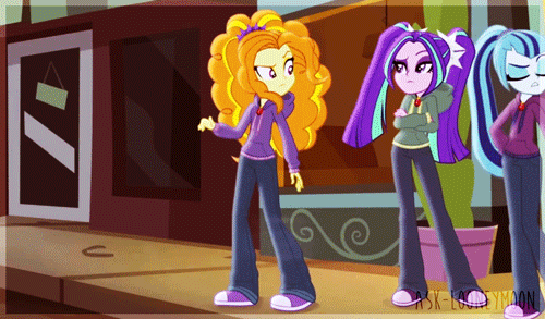 Size: 500x293 | Tagged: safe, screencap, character:adagio dazzle, character:aria blaze, character:sonata dusk, equestria girls:rainbow rocks, g4, my little pony:equestria girls, animated, clothing, diner, gem, jewelry, necklace, siren gem, the dazzlings