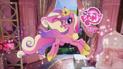 Size: 853x480 | Tagged: safe, official, screencap, character:princess cadance, species:pony, commercial, irl, my little pony logo, photo, ponies in real life, solo, youtube link