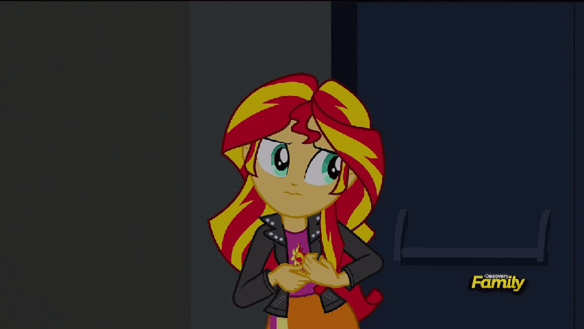 Size: 853x480 | Tagged: safe, screencap, character:adagio dazzle, character:aria blaze, character:sunset shimmer, equestria girls:rainbow rocks, g4, my little pony:equestria girls, animated, discovery family, discovery family logo