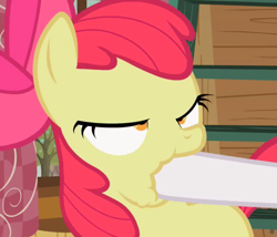 Size: 859x737 | Tagged: safe, screencap, character:apple bloom, character:sweetie belle, species:pony, episode:family appreciation day, g4, my little pony: friendship is magic, cropped, derp, female, filly, hoof in mouth, lidded eyes, out of context, solo focus