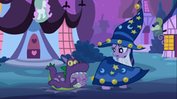 Size: 1366x768 | Tagged: safe, screencap, character:spike, character:twilight sparkle, episode:luna eclipsed, g4, my little pony: friendship is magic