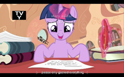 Size: 960x600 | Tagged: safe, screencap, character:twilight sparkle, episode:it's about time, g4, my little pony: friendship is magic, tv rating, youtube caption