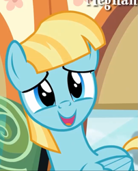 Size: 647x801 | Tagged: safe, screencap, character:helia, species:pegasus, species:pony, episode:rainbow falls, g4, my little pony: friendship is magic, season 4, background pony, cute, female, friendship express, heliadorable, looking at you, mare, solo, train
