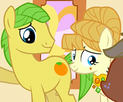 Size: 528x440 | Tagged: safe, screencap, character:applejack, character:aunt orange, character:uncle orange, episode:the cutie mark chronicles, g4, my little pony: friendship is magic