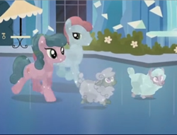 Size: 418x320 | Tagged: safe, screencap, species:crystal pony, species:pony, species:sheep, episode:games ponies play, g4, my little pony: friendship is magic, cropped, ewe, female, male, mare, sapphire rose, stallion, tiny ewes, zirconic