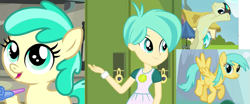 Size: 773x323 | Tagged: safe, screencap, character:mint flower, character:sunshower raindrops, my little pony:equestria girls, 5-year-old, background human, background pony, collage, comparison, filly, similarities, tennis match