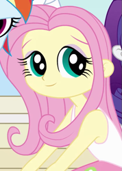 Size: 419x588 | Tagged: safe, screencap, character:fluttershy, character:rainbow dash, my little pony:equestria girls, freshman fair, outfit catalog, young, younger