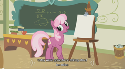 Size: 500x277 | Tagged: safe, screencap, character:cheerilee, meme, ponyville schoolhouse, solo, youtube caption