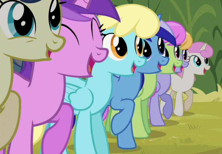 Size: 719x500 | Tagged: safe, screencap, character:amethyst star, character:bon bon, character:cloud kicker, character:merry may, character:minuette, character:sassaflash, character:sparkler, character:sweetie drops, character:twinkleshine, episode:putting your hoof down, g4, my little pony: friendship is magic, animated, bon bon is amused, cheering, clapping, clopplauding, happy, loop, smiling, stamping, stomping