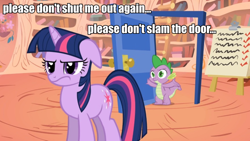 Size: 880x495 | Tagged: safe, screencap, character:spike, character:twilight sparkle, frozen (movie), image macro, meme, reference