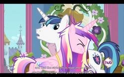 Size: 960x600 | Tagged: safe, screencap, character:princess cadance, character:shining armor, ship:shiningcadance, episode:a canterlot wedding, g4, my little pony: friendship is magic, female, male, shipping, straight, youtube caption