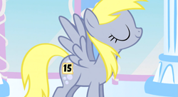 Size: 1099x597 | Tagged: safe, screencap, character:derpy hooves, species:pegasus, species:pony, episode:sonic rainboom, g4, my little pony: friendship is magic, 15, female, mare, proud, solo