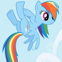 Size: 385x383 | Tagged: safe, screencap, character:rainbow dash, species:pegasus, species:pony, cropped, female, flying, hub logo, mare, solo