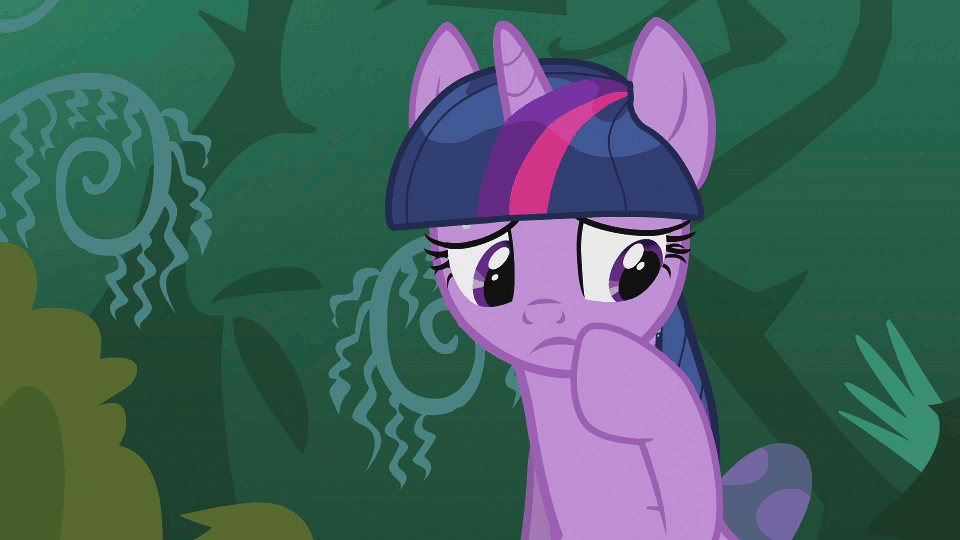 Size: 960x540 | Tagged: safe, screencap, character:twilight sparkle, character:twilight sparkle (unicorn), species:pony, species:unicorn, episode:magic duel, g4, my little pony: friendship is magic, animated, dripping, everfree forest, female, mare, mushroom, pondering, solo, thorns, tree, vine, wet mane
