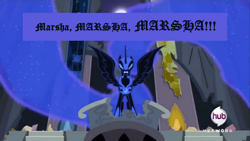 Size: 1440x810 | Tagged: safe, screencap, character:nightmare moon, character:princess luna, the brady bunch