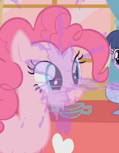 Size: 389x497 | Tagged: safe, screencap, character:pinkie pie, character:twilight sparkle, episode:party of one, g4, my little pony: friendship is magic, animated, juice, juxtaposition bait, spit take, spitting, splashing