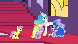 Size: 1366x768 | Tagged: safe, screencap, character:lyrica lilac, character:parasol, character:princess celestia, character:twilight sparkle, episode:the best night ever, g4, my little pony: friendship is magic