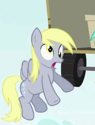 Size: 332x434 | Tagged: safe, screencap, character:derpy hooves, species:pegasus, species:pony, episode:feeling pinkie keen, g4, my little pony: friendship is magic, animated, female, i just don't know what went wrong, mare, oops my bad, sheepish, solo
