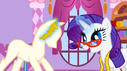 Size: 1366x768 | Tagged: safe, screencap, character:rarity, episode:suited for success, g4, my little pony: friendship is magic, solo