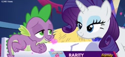Size: 999x458 | Tagged: safe, screencap, character:rarity, character:spike, episode:castle sweet castle, g4, my little pony: friendship is magic, discovery family, discovery family logo, female, lidded eyes, male, shipping fuel