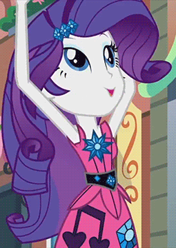 Size: 255x360 | Tagged: safe, screencap, character:rarity, episode:life is a runway, g4, my little pony:equestria girls, :o, animated, clothing, dancity, dress, good trick, looking up, solo, spinning, you spin me right round