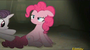 Size: 363x203 | Tagged: safe, screencap, character:fluttershy, character:pinkie pie, character:rarity, character:sugar belle, species:earth pony, species:pegasus, species:pony, species:unicorn, episode:the cutie map, g4, my little pony: friendship is magic, animated, butt touch, female, hoof on butt, mare, non-consensual butt fondling, personal space invasion