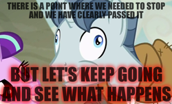 Size: 1134x688 | Tagged: safe, screencap, character:party favor, character:starlight glimmer, episode:the cutie map, g4, my little pony: friendship is magic, exploitable meme, faec, i didn't listen, image macro, meme