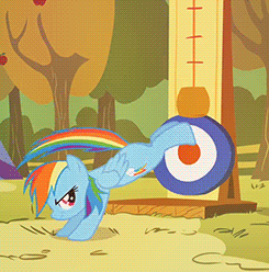 Size: 245x248 | Tagged: safe, screencap, character:rainbow dash, episode:fall weather friends, g4, my little pony: friendship is magic, animated, high striker, solo