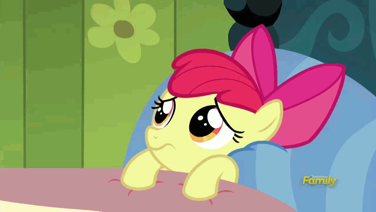 Size: 1280x720 | Tagged: safe, screencap, character:apple bloom, character:applejack, episode:bloom and gloom, g4, my little pony: friendship is magic, adorabloom, animated, bed, cute