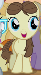 Size: 289x532 | Tagged: safe, screencap, character:noi, species:earth pony, species:pony, episode:twilight time, g4, my little pony: friendship is magic, female, filly, heidi hay, open mouth, solo focus