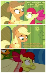 Size: 699x1105 | Tagged: safe, screencap, character:apple bloom, character:applejack, episode:bloom and gloom, g4, my little pony: friendship is magic, zucchini