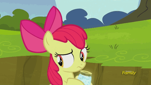 Size: 500x281 | Tagged: safe, screencap, character:apple bloom, character:diamond tiara, episode:bloom and gloom, g4, my little pony: friendship is magic, animated, bullying, discovery family, discovery family logo, jar, twittermite