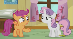 Size: 851x452 | Tagged: safe, screencap, character:apple bloom, character:scootaloo, character:sweetie belle, species:pegasus, species:pony, episode:bloom and gloom, g4, my little pony: friendship is magic, cute, cutie mark crusaders, disappointed