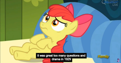 Size: 1600x830 | Tagged: safe, screencap, character:apple bloom, episode:bloom and gloom, g4, my little pony: friendship is magic, great depression, meme, solo, youtube caption
