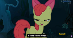 Size: 1600x830 | Tagged: safe, screencap, character:apple bloom, episode:bloom and gloom, g4, my little pony: friendship is magic, meme, youtube caption