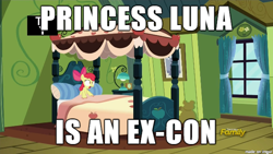 Size: 610x343 | Tagged: safe, screencap, character:apple bloom, episode:bloom and gloom, g4, my little pony: friendship is magic, image macro, meme, sudden clarity apple bloom