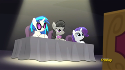 Size: 1360x768 | Tagged: safe, screencap, character:dj pon-3, character:octavia melody, character:rarity, character:vinyl scratch, episode:bloom and gloom, g4, my little pony: friendship is magic