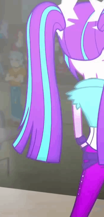 Size: 347x720 | Tagged: safe, screencap, character:aria blaze, equestria girls:rainbow rocks, g4, my little pony:equestria girls, animated, arse-ia blaze, ass, audience, bracelet, butt, clothing, cropped, female, gif, hips, performance, pigtails, solo, stage, sway, swaying hips, the ass was fat, twintails, under our spell